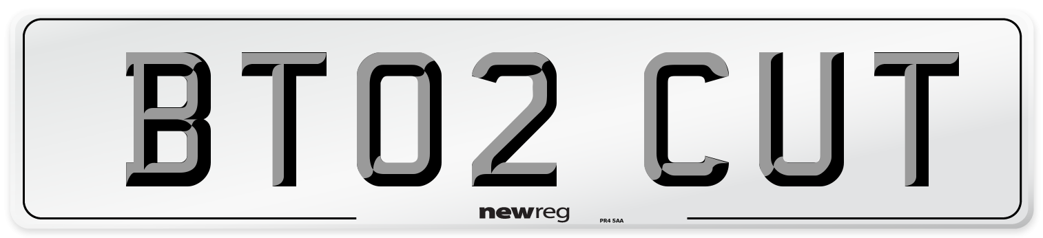 BT02 CUT Number Plate from New Reg